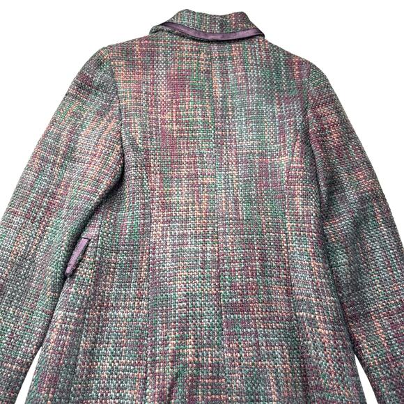 Apostrophe Blend Tweed Long Coat Gossip Girl Blair Waldorf Y2K size 2 xs Purple - Picture 6 of 6